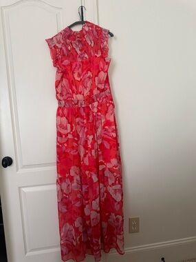 Vince Camuto Pink and Coral Floral Maxi Dress